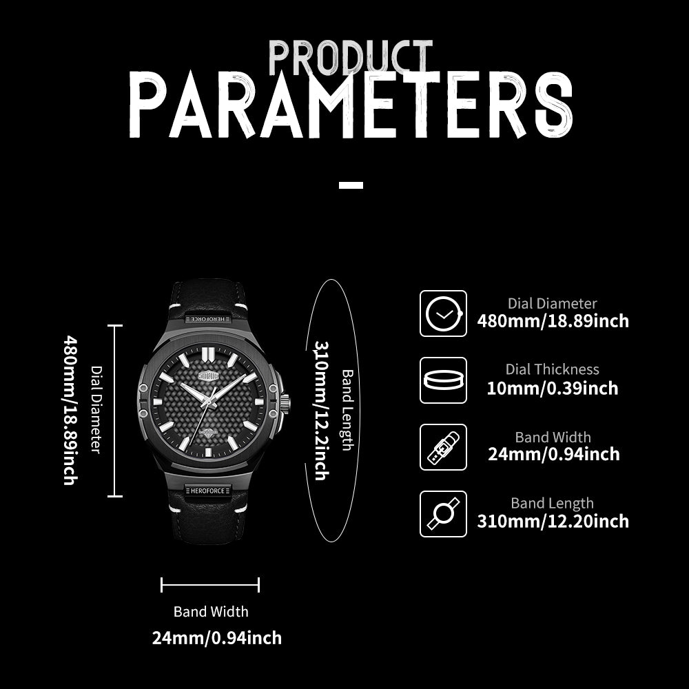 HeroForce 5033B - Luxury Men's Analog Wrist Watch – Leather Strap detailed image
