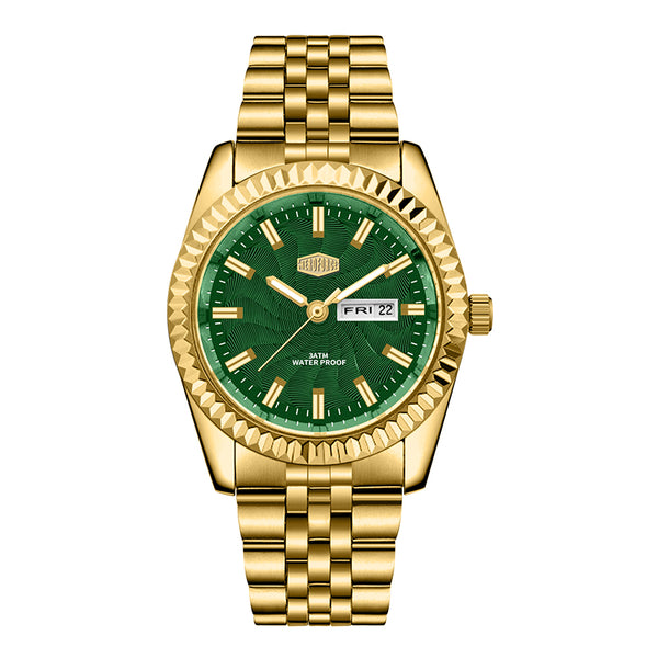 HeroForce 5083 – Luxury Analog Watch with Fluted Bezel & Sunburst Ripple Dial