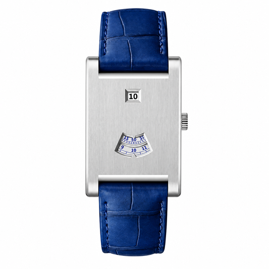 HeroForce 5035P – Jump-Hour Rectangle Watch with Embossed Leather Strap