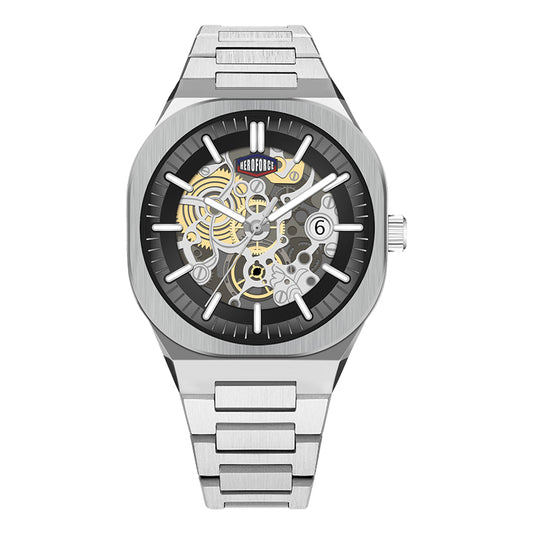 HeroForce 5042A - Skeleton Elite – Luxury Mechanical Style Watch with Octagonal Bezel