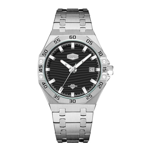 HeroForce 5043 – Men’s Octagonal Bezel Watch with Wave Textured Dial